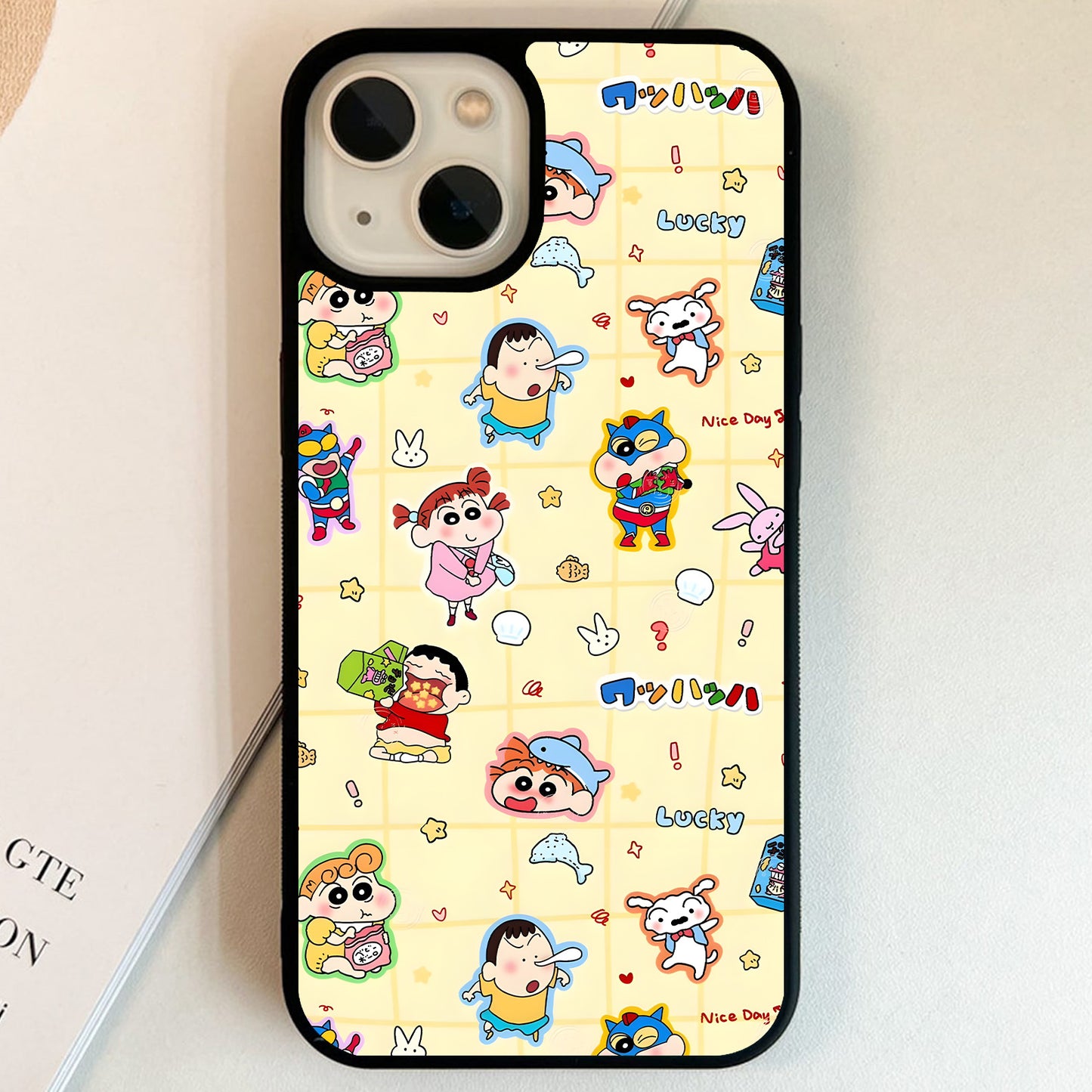 Lucky Shinchan Stickers Glass Case