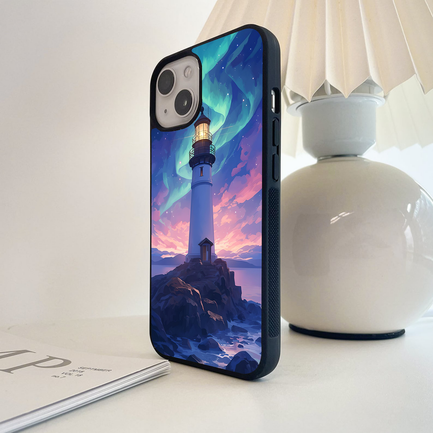 Aurora Lighthouse Glow Glass Case