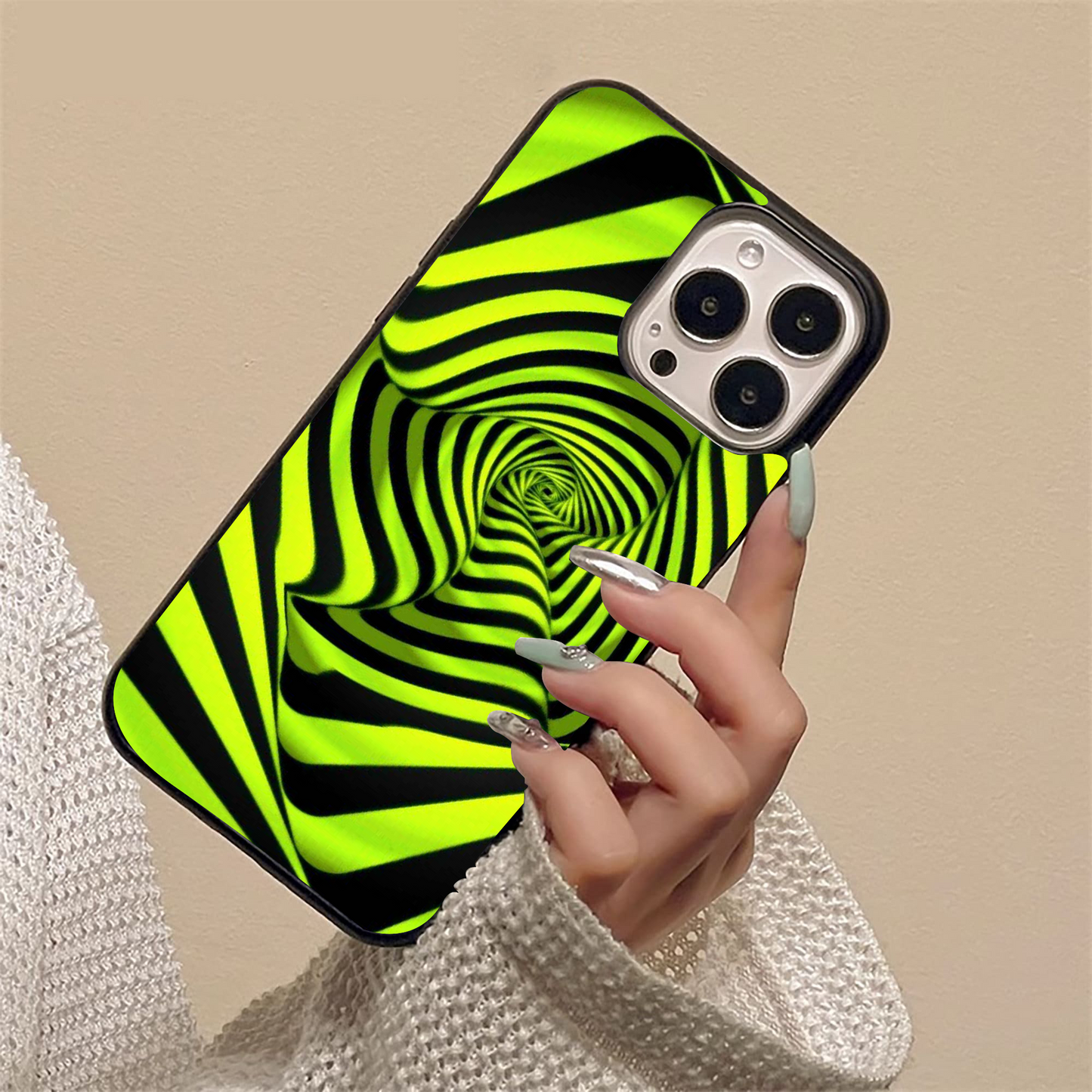 Neon Illusion Pattern Glass Case