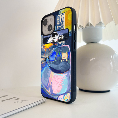 Cat With Car Glass Case