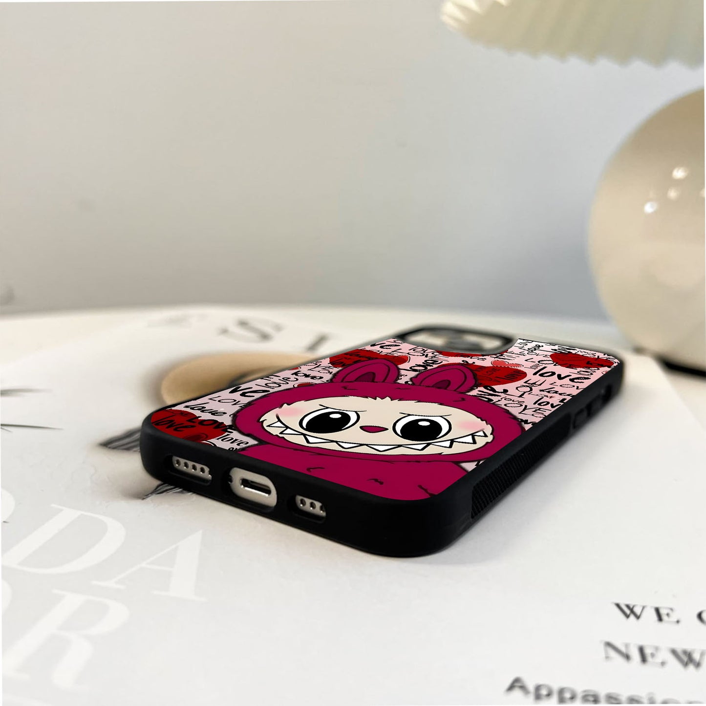 Pink Aesthetic Labubu Glass Case