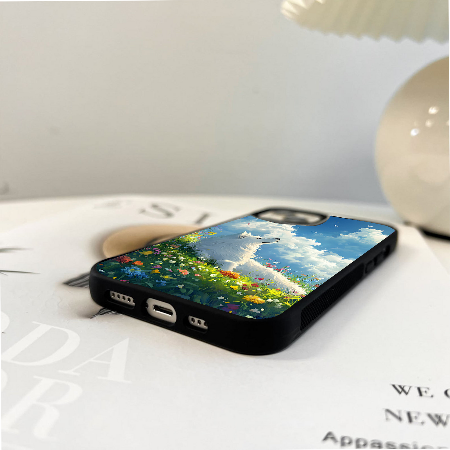 Flowery Hill Wolf Glass Case