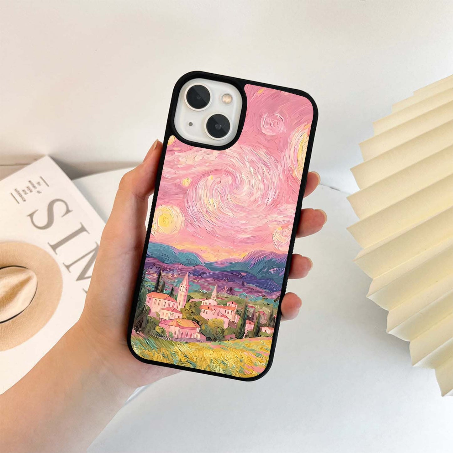 Pastel Starry Village Glass Case