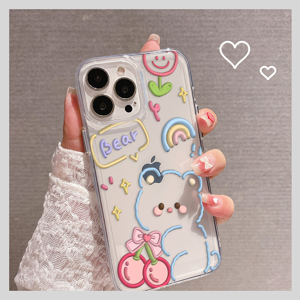 Cute Asthetic Bear Clear Silicon Case Cover