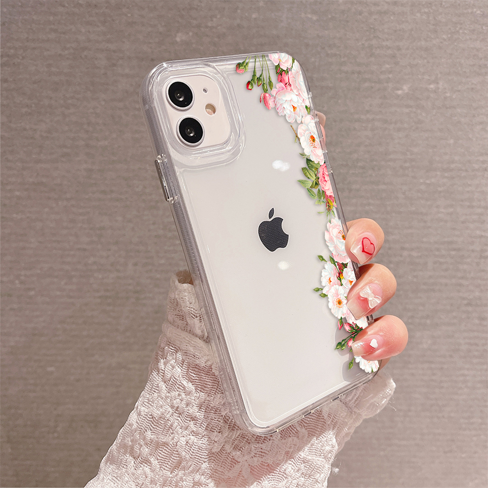 Elegant Rose Edge Clear Silicon Cover