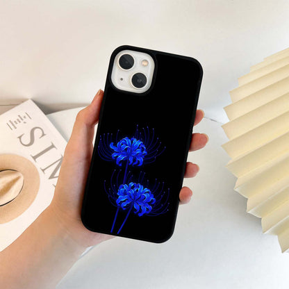 Neon Blue Spider Lilies Glass Case