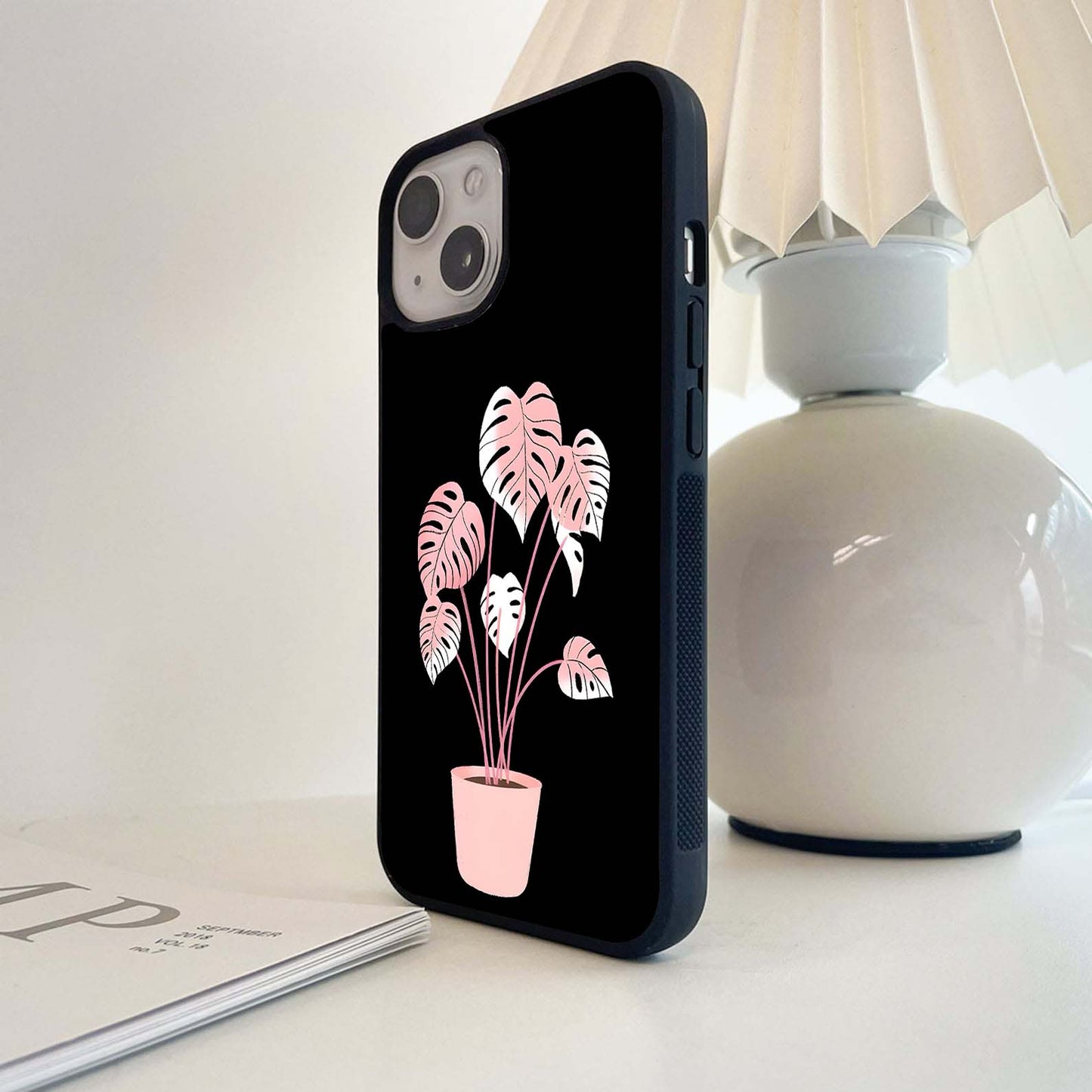 Pink Blush Monstera Glass Case