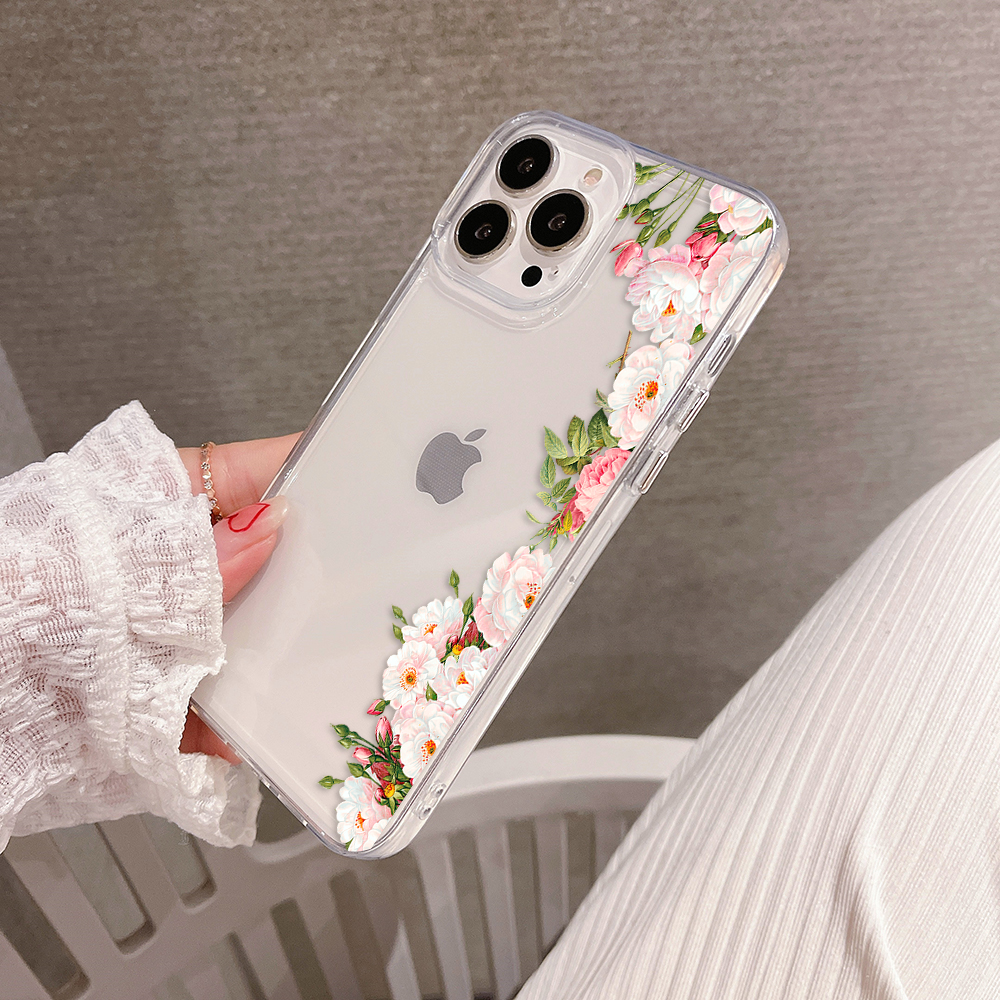 Elegant Rose Edge Clear Silicon Cover