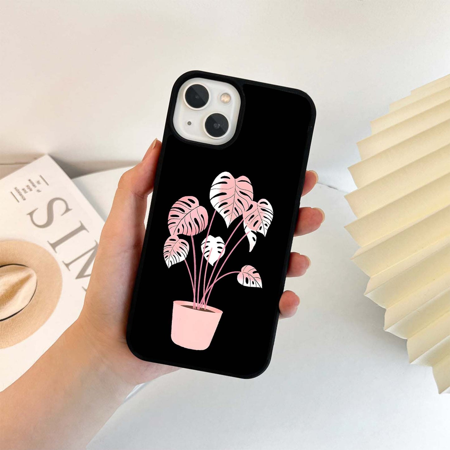 Pink Blush Monstera Glass Case