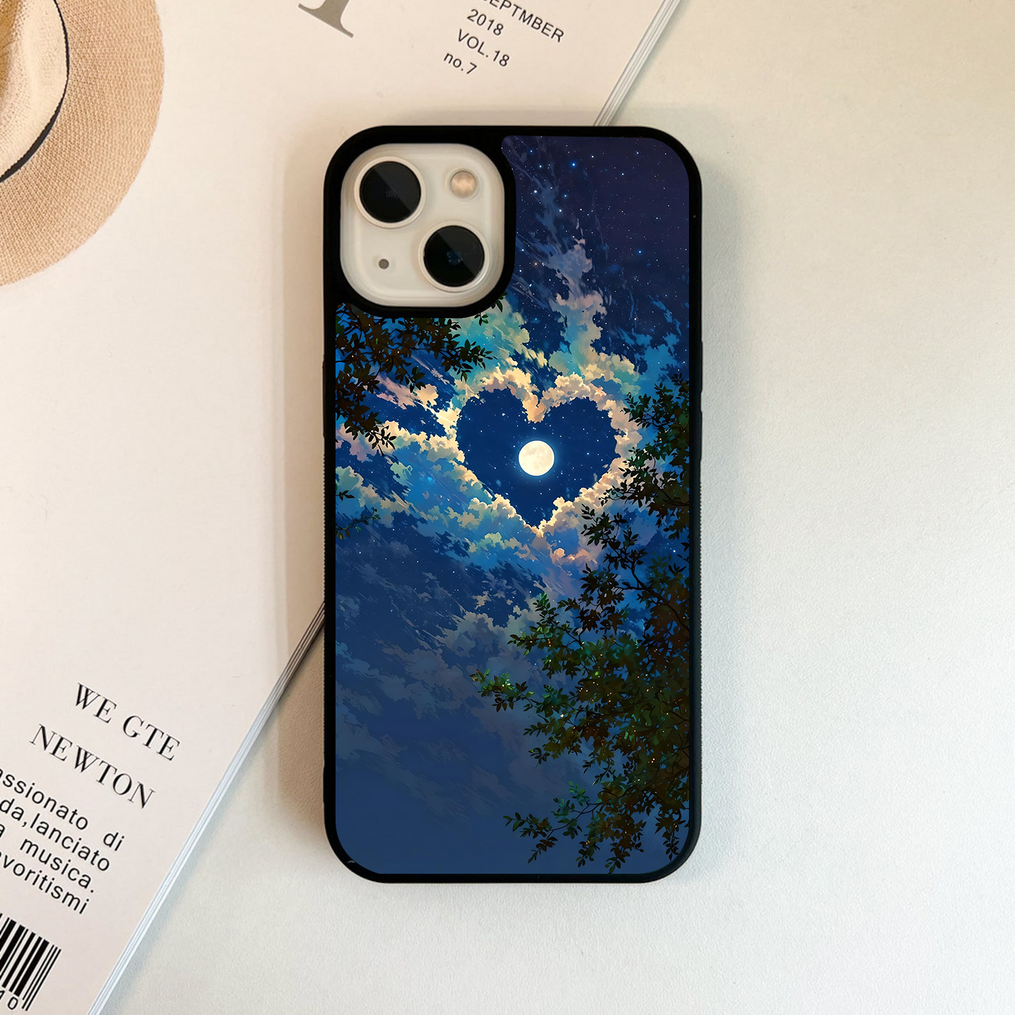 Moonlit Heart Skies Glass Case