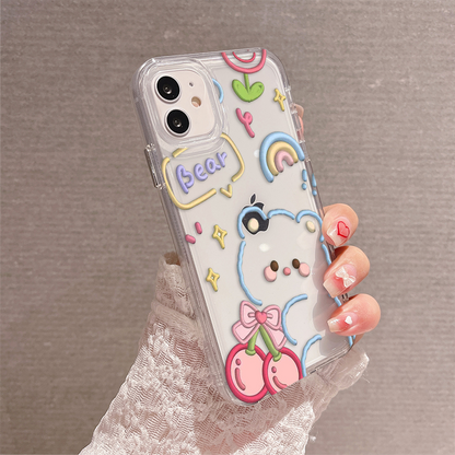 Cute Asthetic Bear Clear Silicon Case Cover – Phone Villa