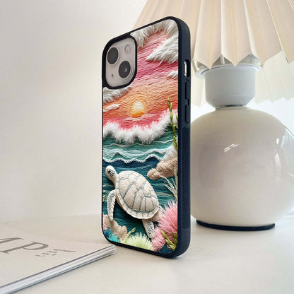 Sunset Turtle Voyage Glass Case