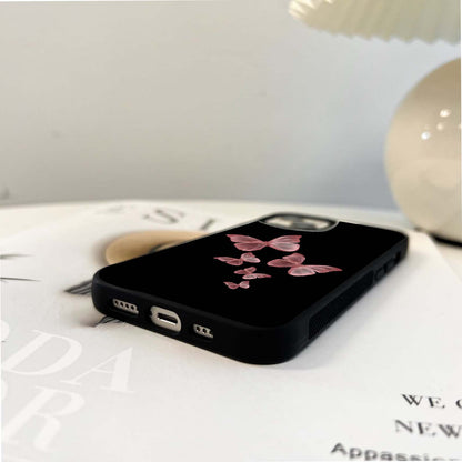 Pink Flight Butterflies Glass Case