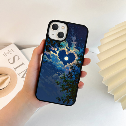 Moonlit Heart Skies Glass Case