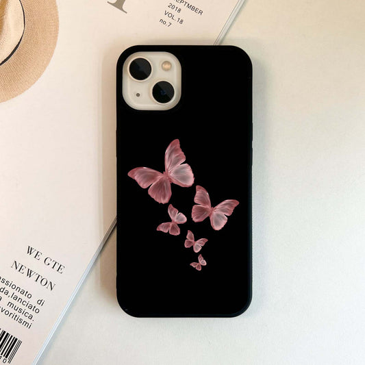 Pink Flight Butterflies Glass Case