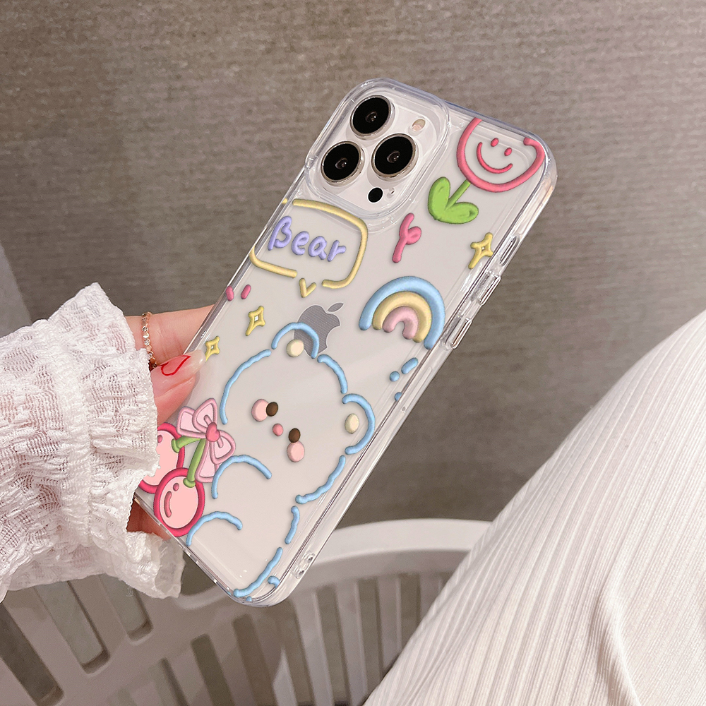 Cute Asthetic Bear Clear Silicon Case Cover