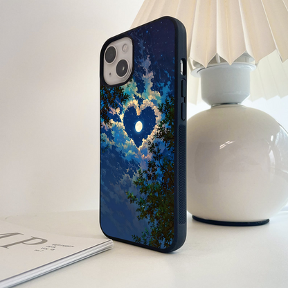 Moonlit Heart Skies Glass Case