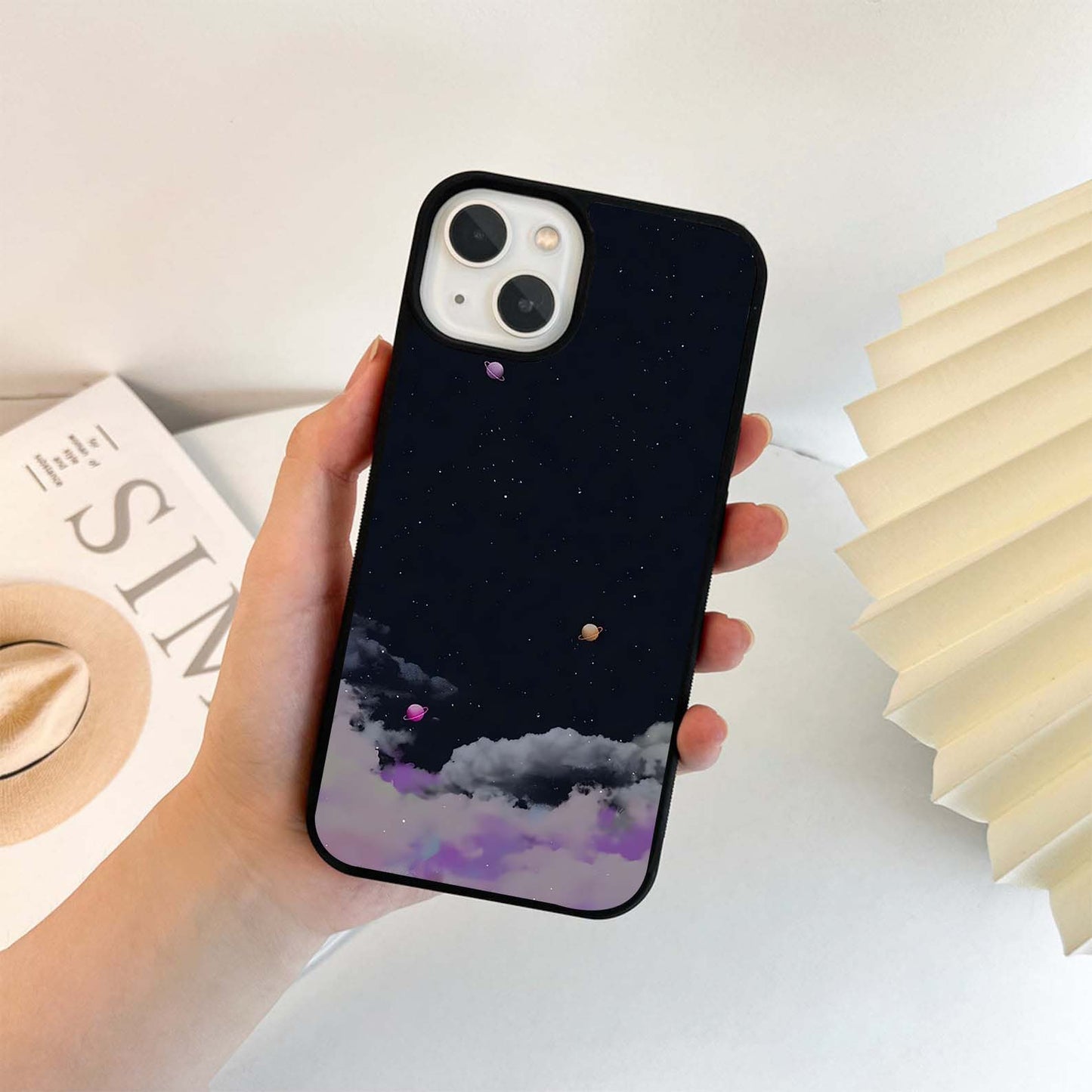 Planets in Night Sky Glass Case