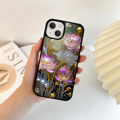 Golden Lotus Glow Glass Case