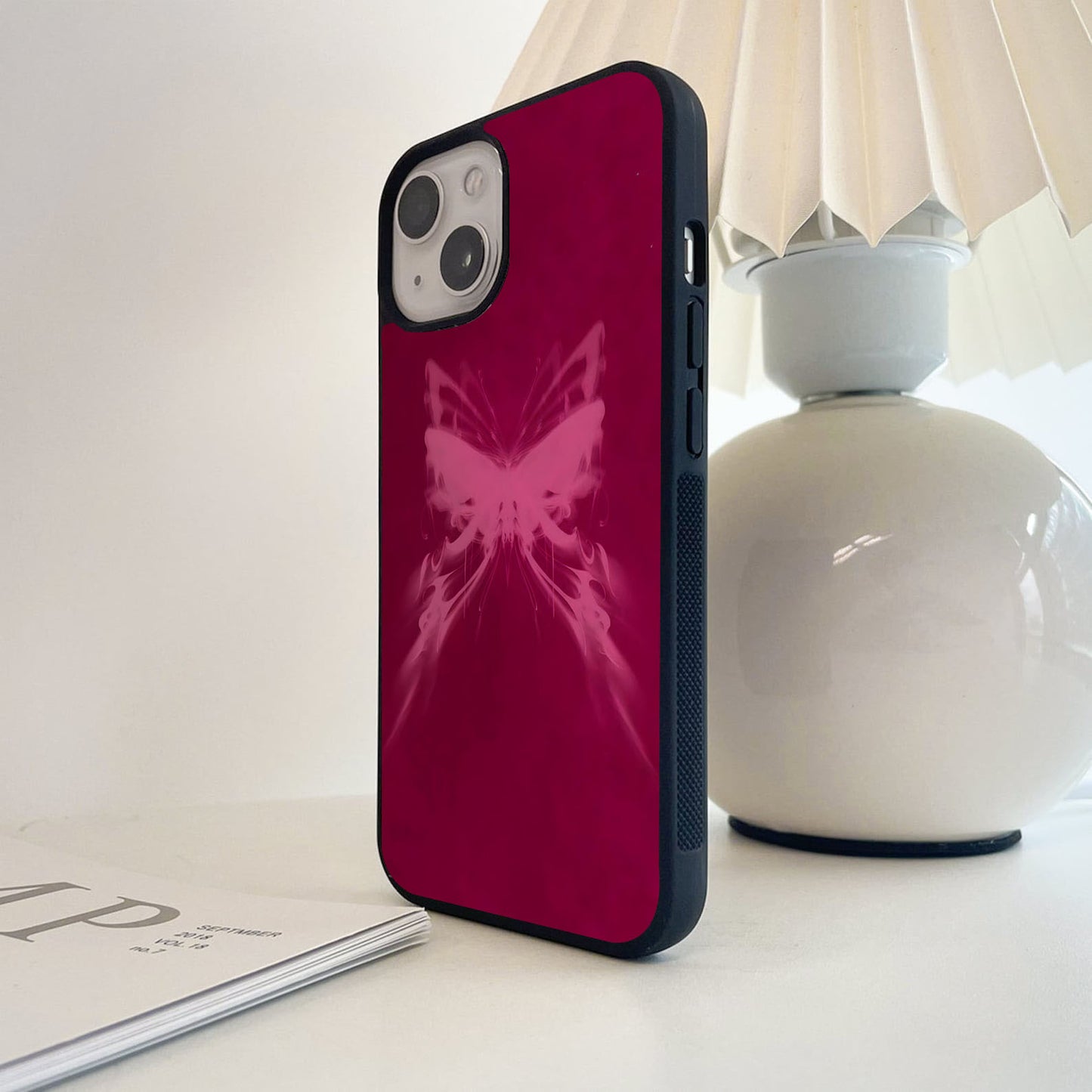 Pink Flame Wings Glass Case