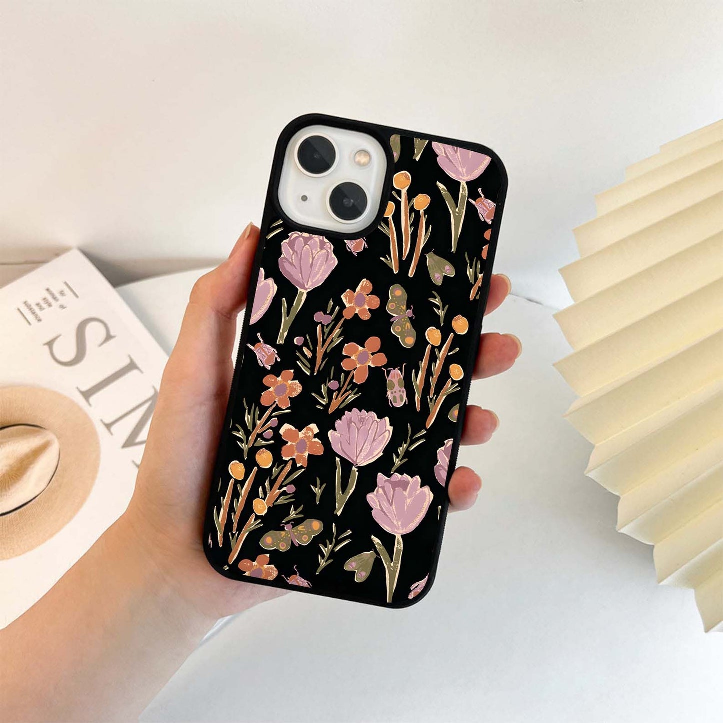 Playful Insects & Flowers Pattern  Glass Case