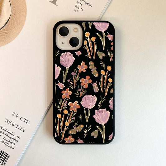 Playful Insects & Flowers Pattern  Glass Case