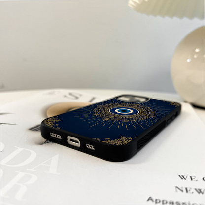 Golden Evil Eye Mandala Glass Case