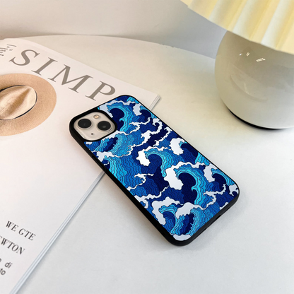 Blue Wave Pattern Glass Case