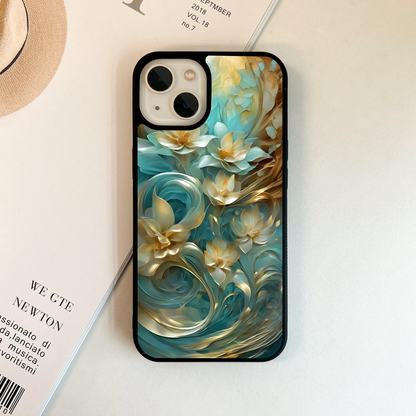 Golden Lotus Swirl Glass Case