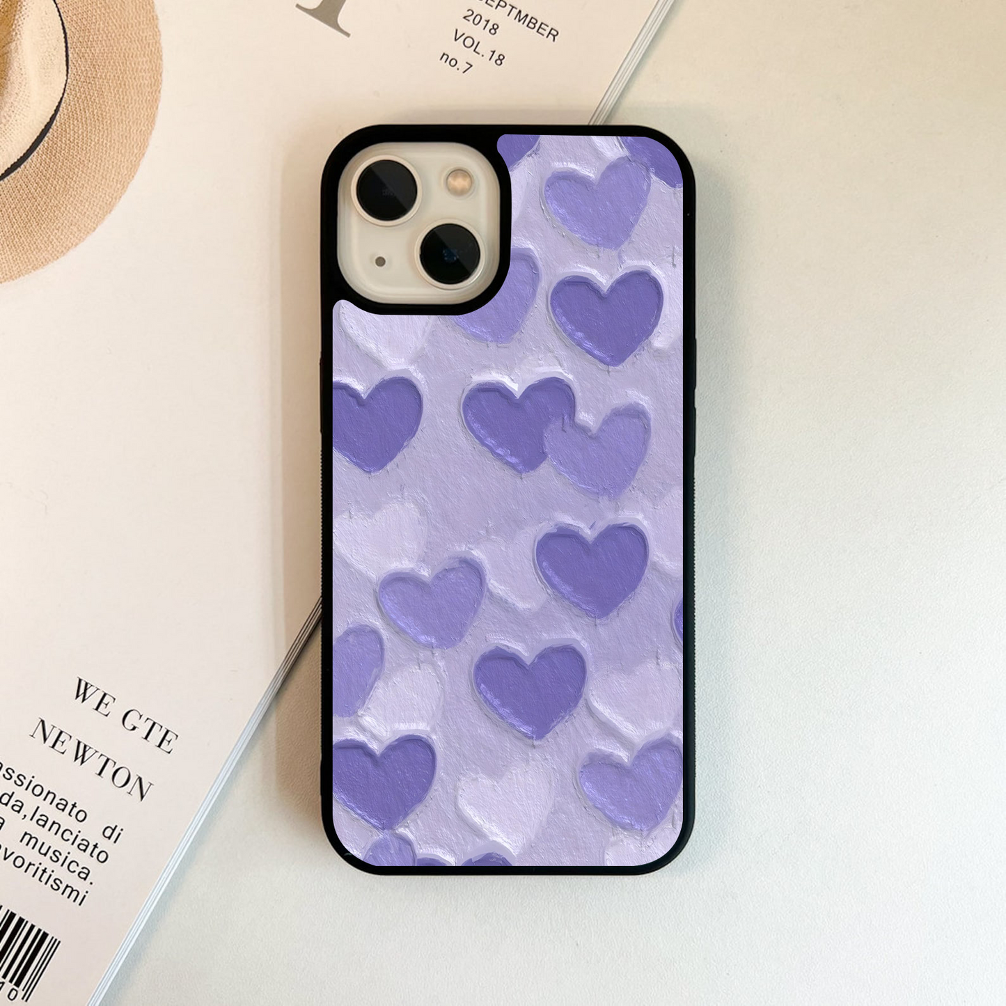 Lavender Paper Hearts Glass Case