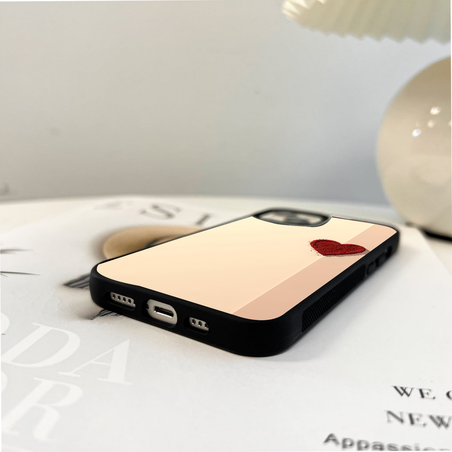 Red Velevet Heart Glass Case