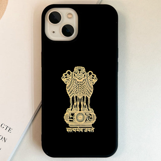 Golden India Emblem Glass Case