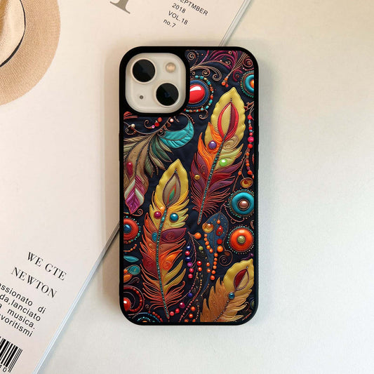 Boho Feathers Glass Case