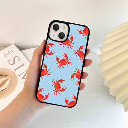 Cute Red Crab Glass Case
