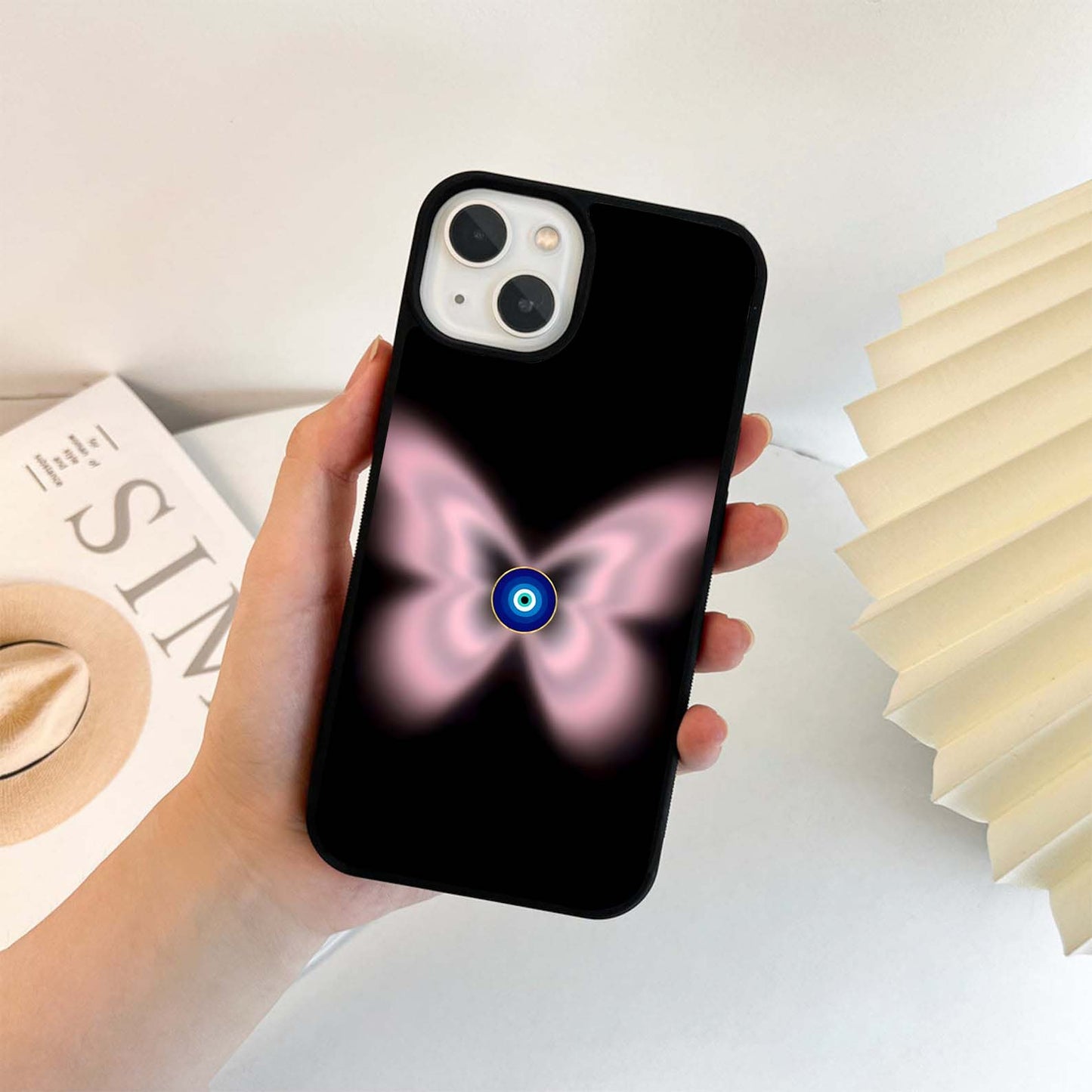 Butterfly Evil Eye Glow Glass Case