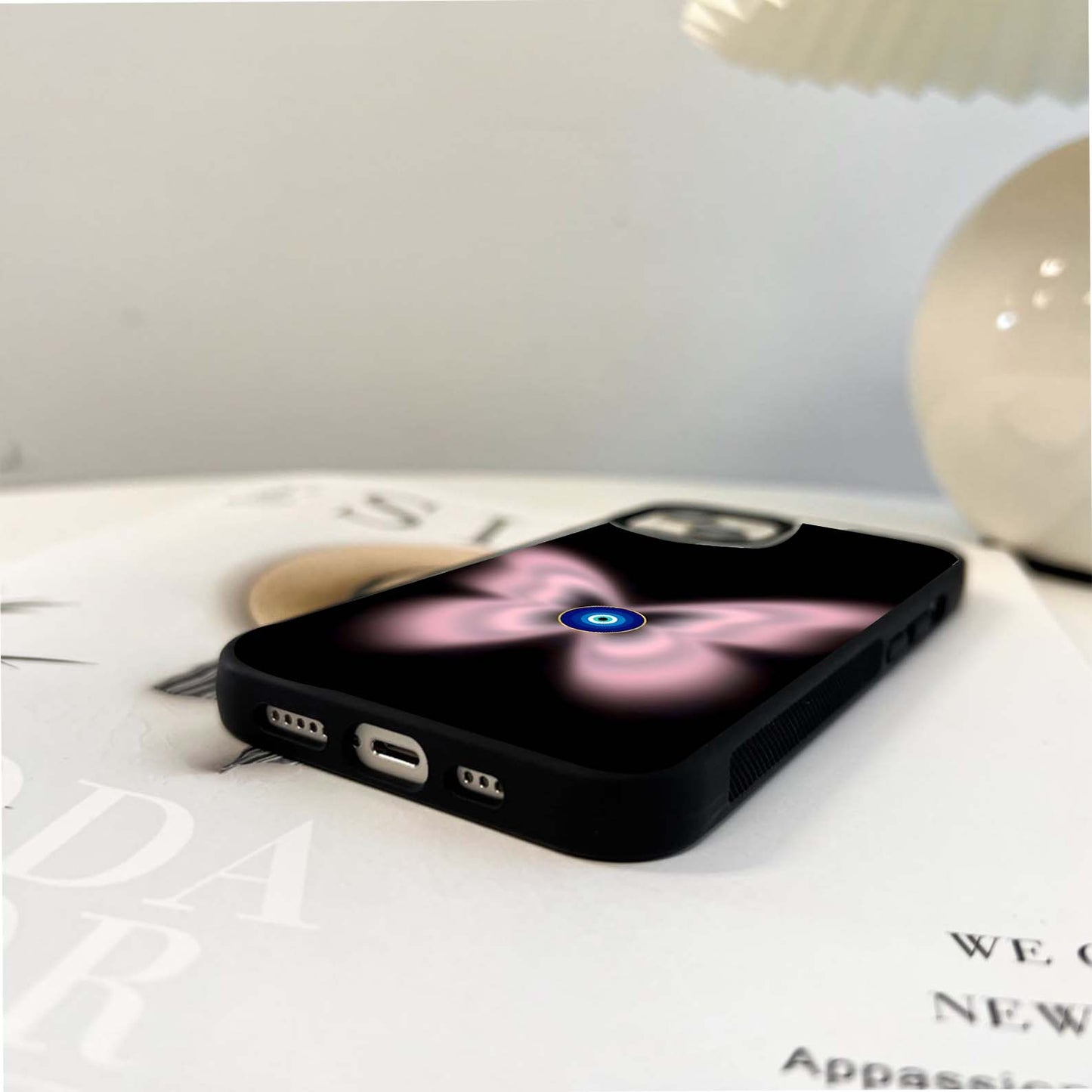 Butterfly Evil Eye Glow Glass Case