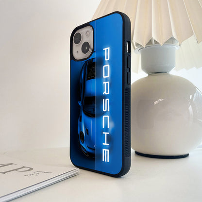 Porsche Electric Blue Shadow Glass Case