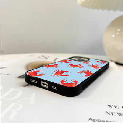 Cute Red Crab Glass Case