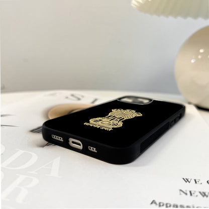 Golden India Emblem Glass Case