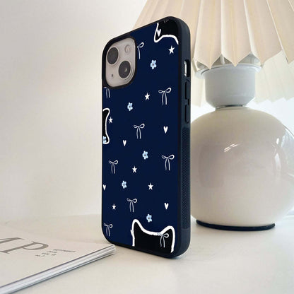 Bow With Black Cat Glass Case