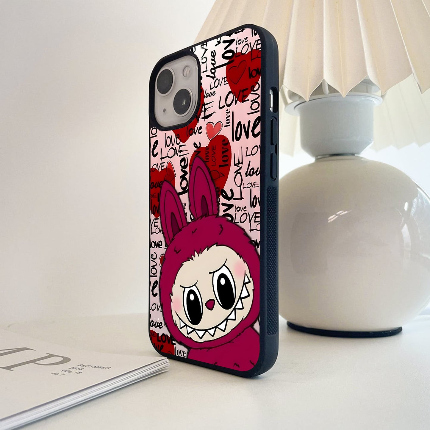 Pink Aesthetic Labubu Glass Case