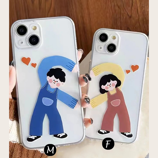 Couple Graphic Heart Clear Silicon Case Cover