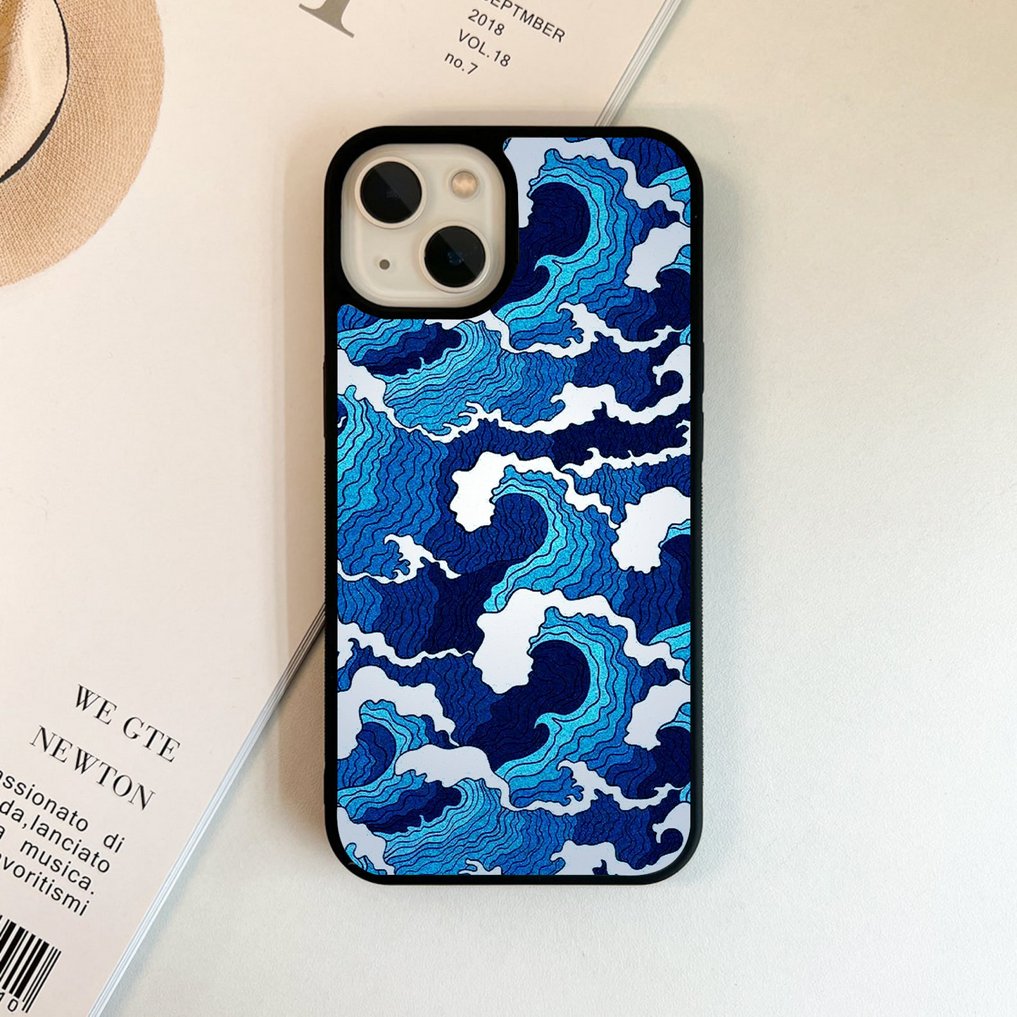 Blue Wave Pattern Glass Case