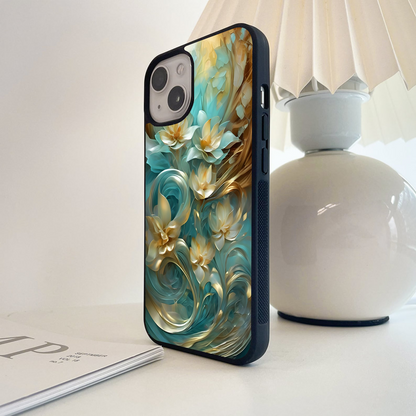 Golden Lotus Swirl Glass Case