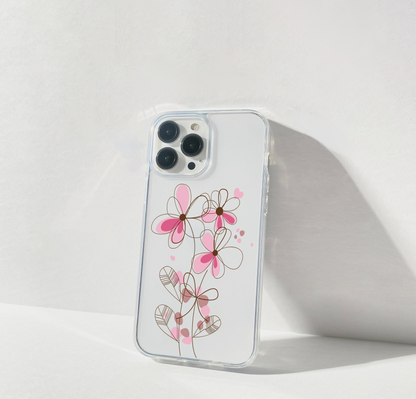 Blossom Line Art Clear Silicon Cover