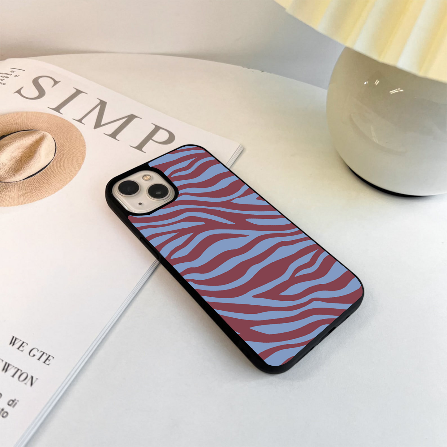 Dark Shade Zebra Pattern Glass Case