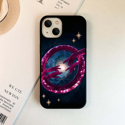 Pink hands & galaxy Glass Case