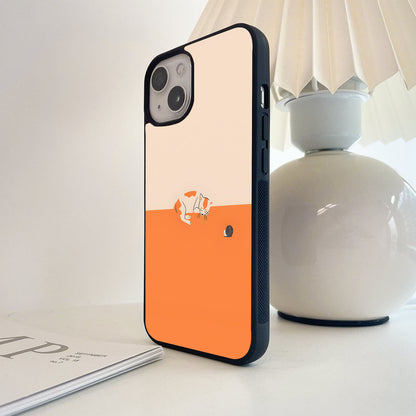 Minimal cat with yarn Glass Case