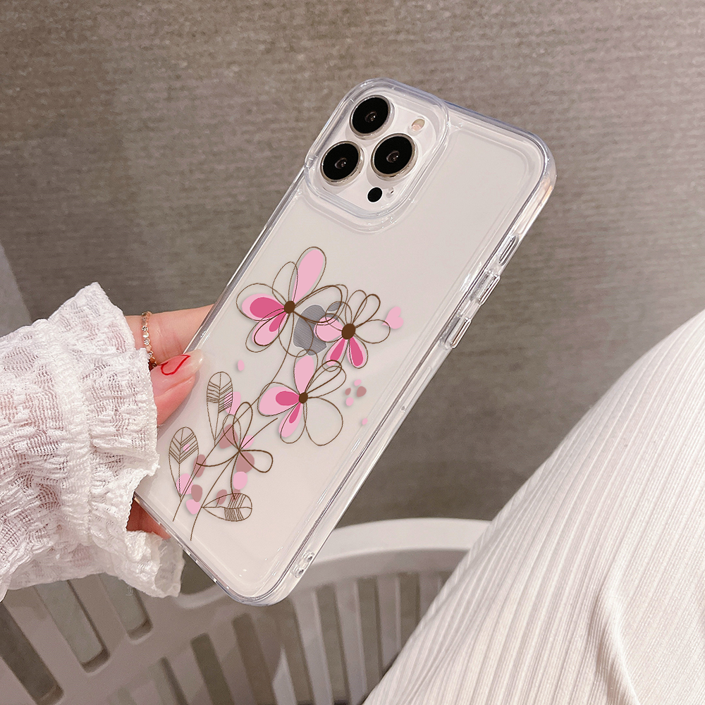 Blossom Line Art Clear Silicon Cover