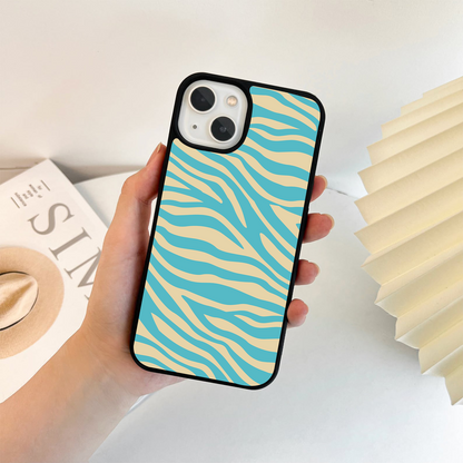 Green And Blue Shade Zebra Pattern Glass Case